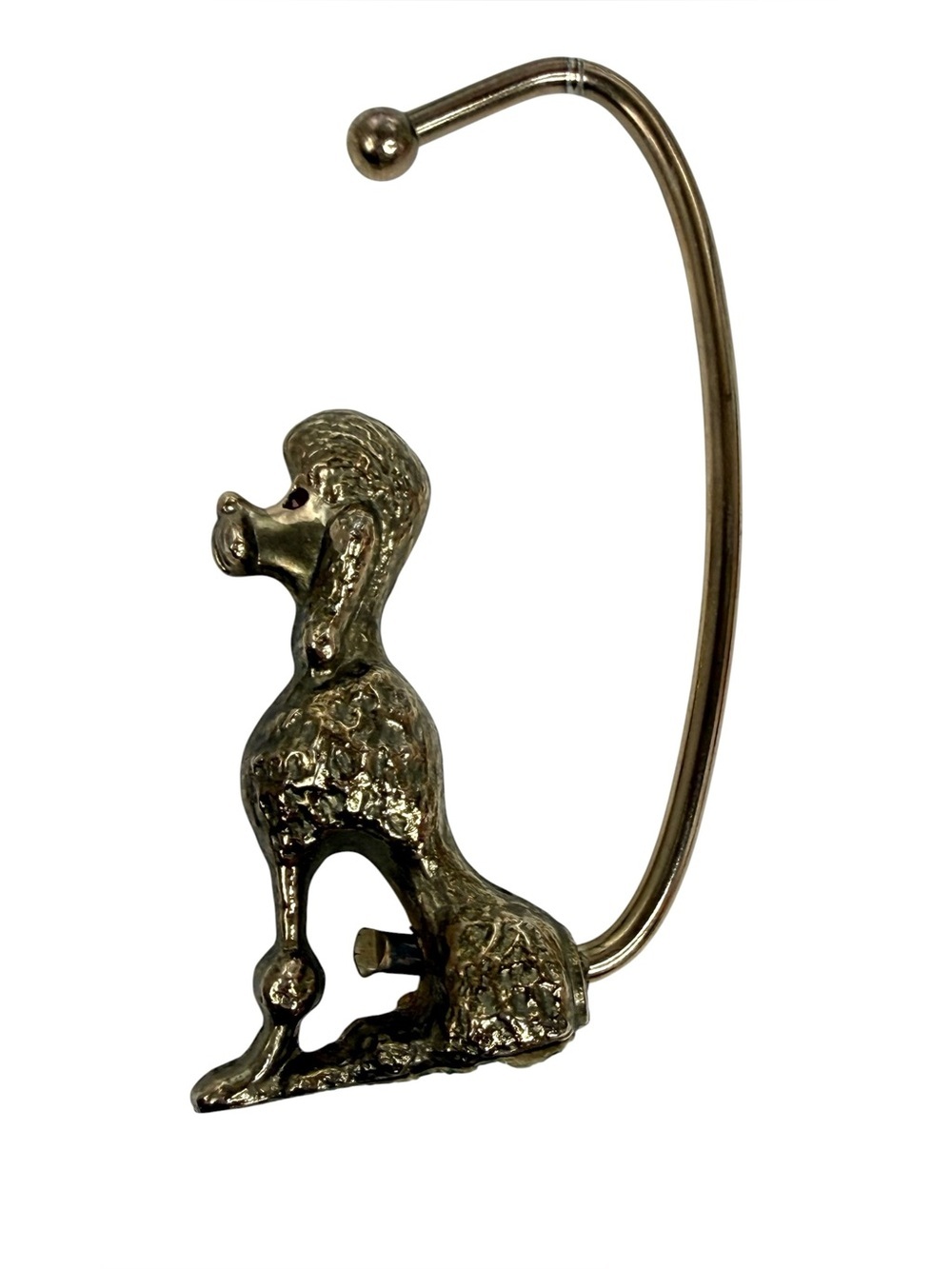 Vintage 1950s gold tone poodle bag hook for table 5” Lana del Rey Lolita vibes